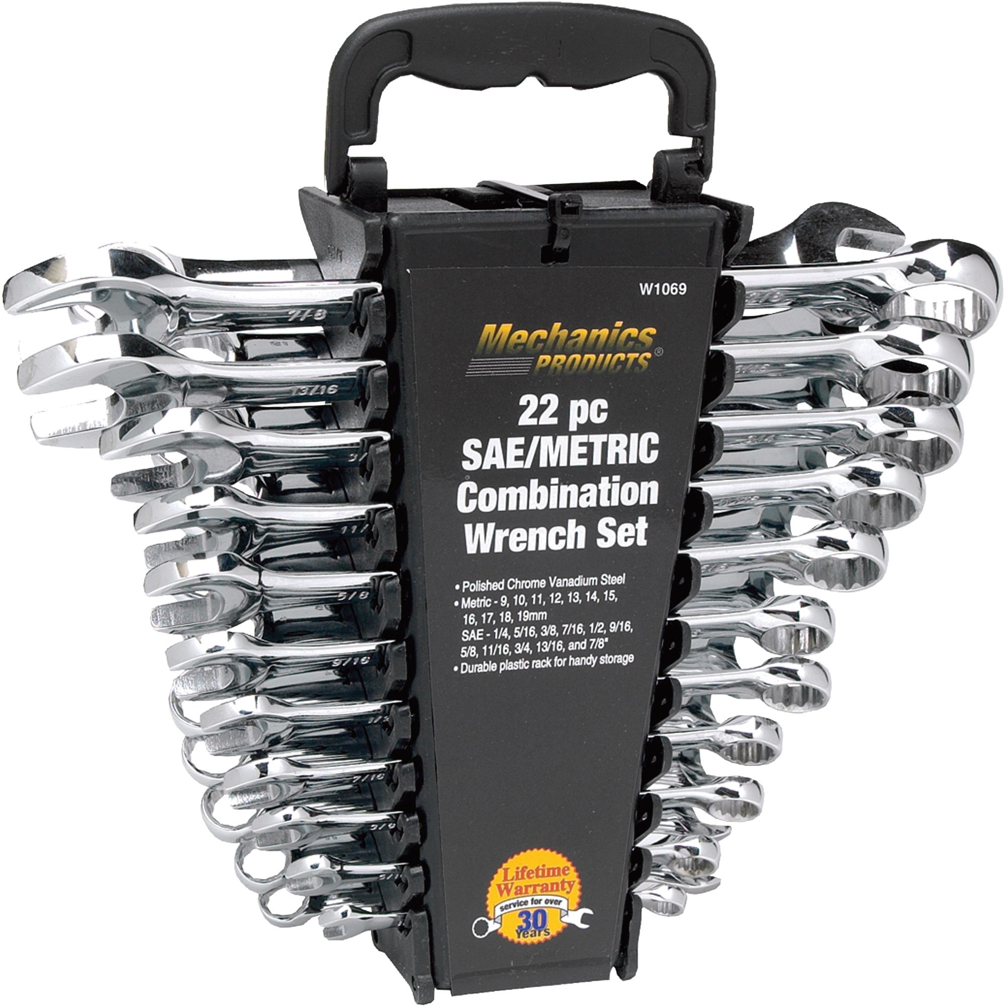 SAE/Metric Combination Wrench Set — 22-Pc., Model# W1069